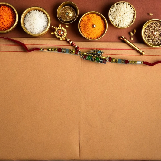 Divine Krishna Rakhi – Peacock Feather Edition